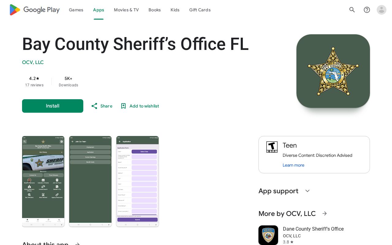 Official Bay County Sheriff app features and public safety description