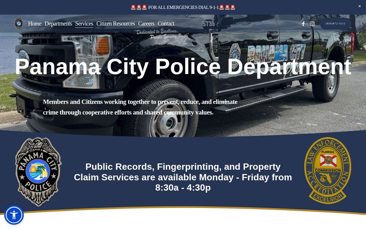 Panama City Police Department public records request page