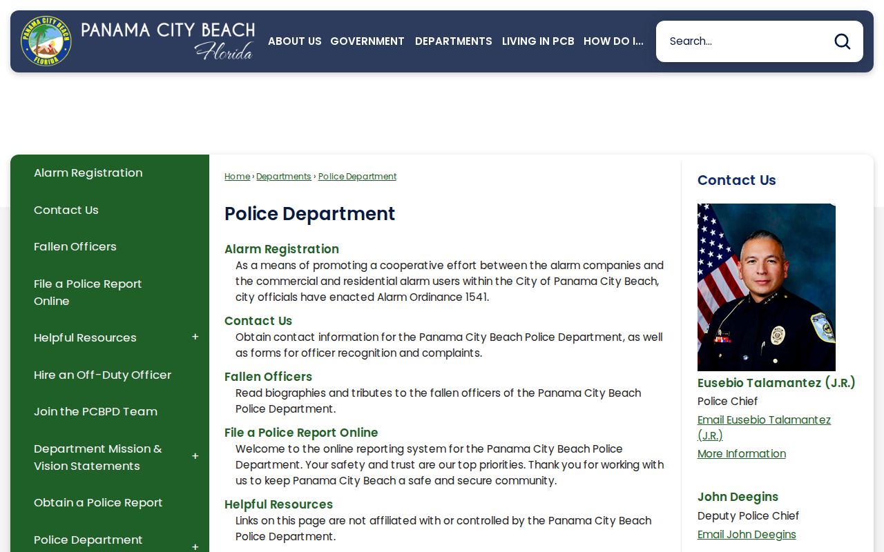 Official Panama City Beach Police Department web page
